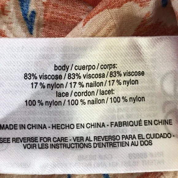 Sam Edelman Tank Top Medium V-Neck Lace Orange White Floral Fairycore NWT - Picture 10 of 10